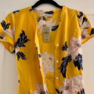 Ann Taylor Loft Yellow Floral Midi Dress